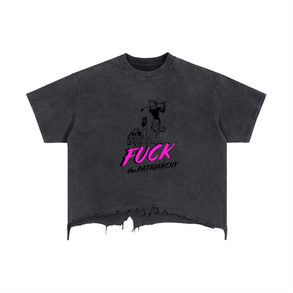 Vintage Wash Boxy Distressed Hem T-Shirt