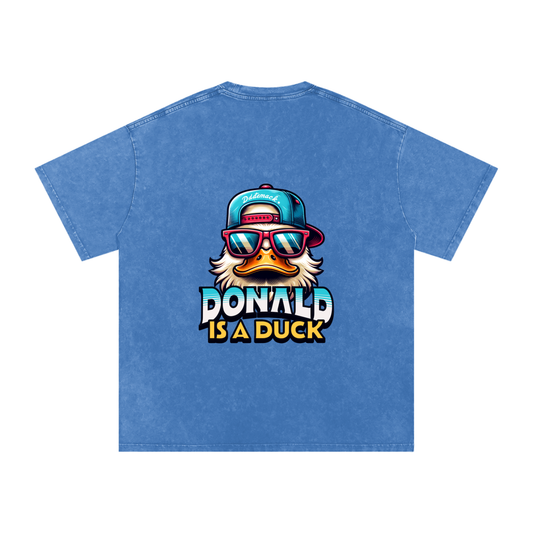 "Donald is a Duck" Snow Washed Oversized Cotton T-Shirt