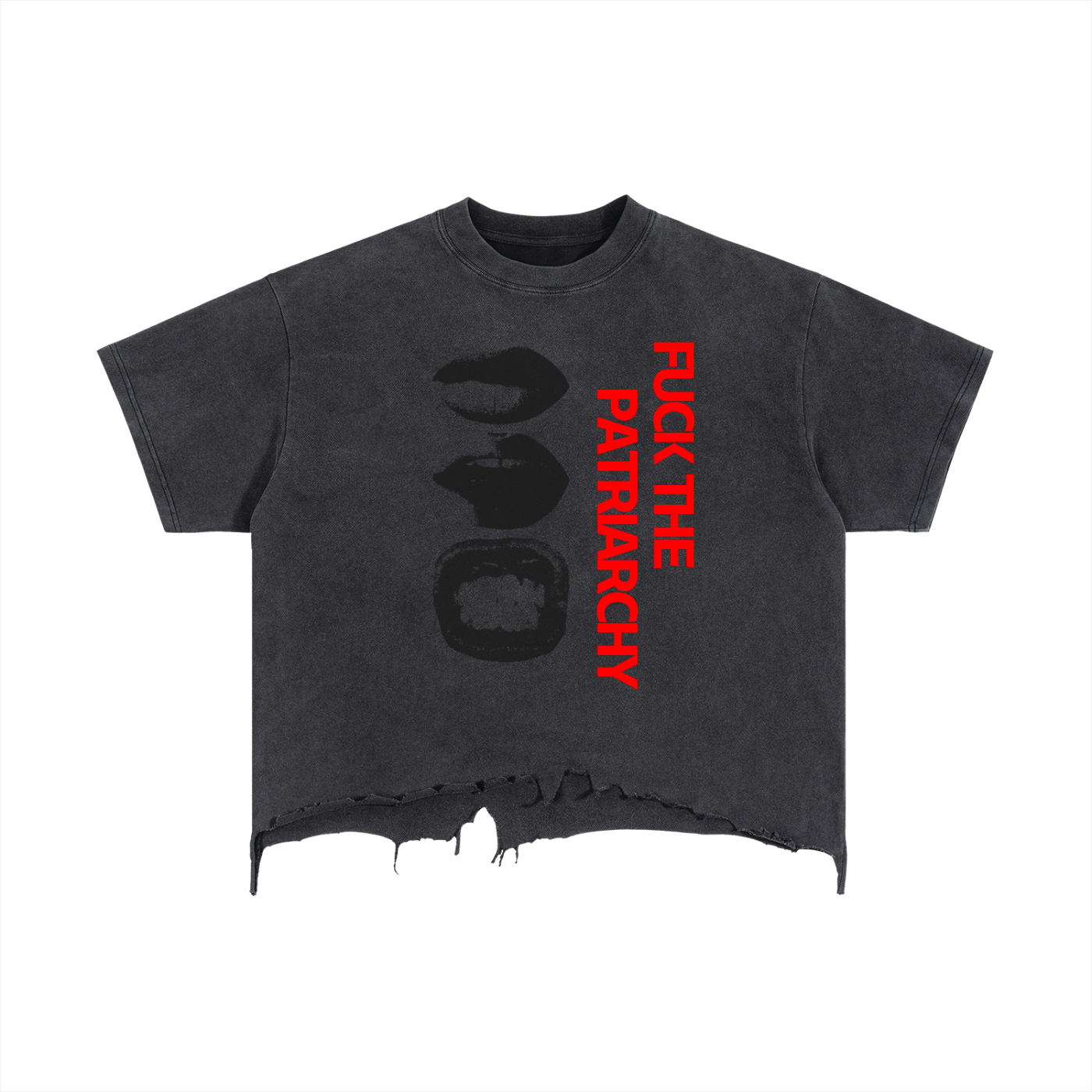Vintage Wash Boxy Distressed Hem T-Shirt