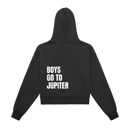 "Boys Go To Jupiter" Fleeced Zip-Up Cropped Hoodie